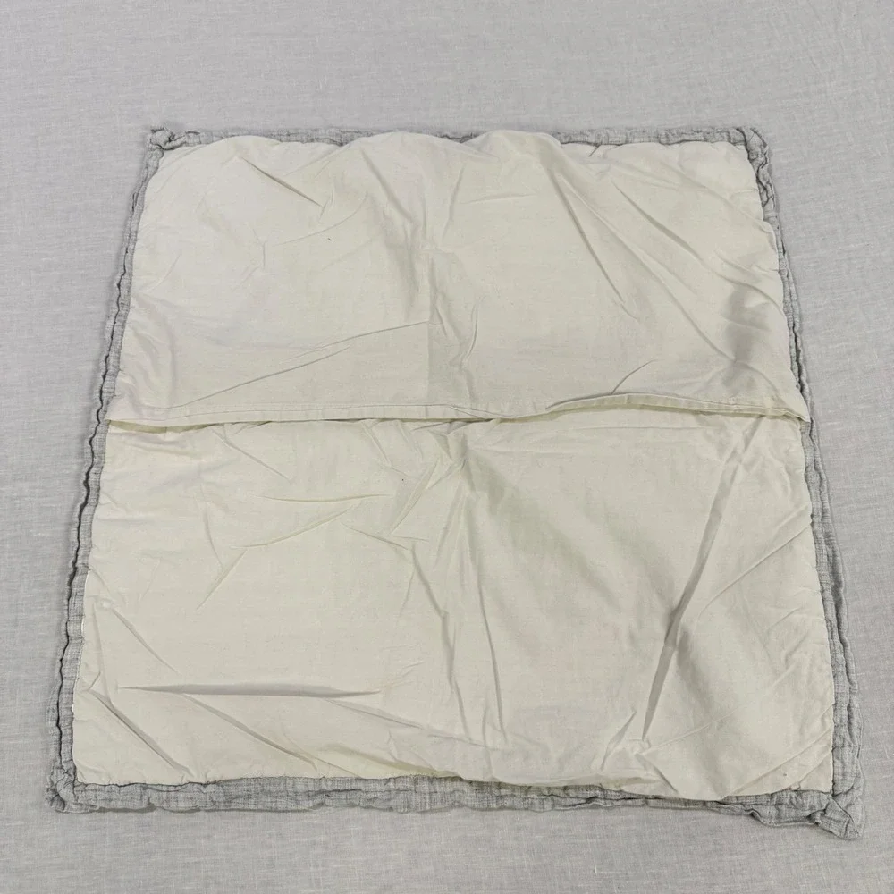 West Elm Linen Quilted Pillow Shams Set of 2 Light Grey White Euro